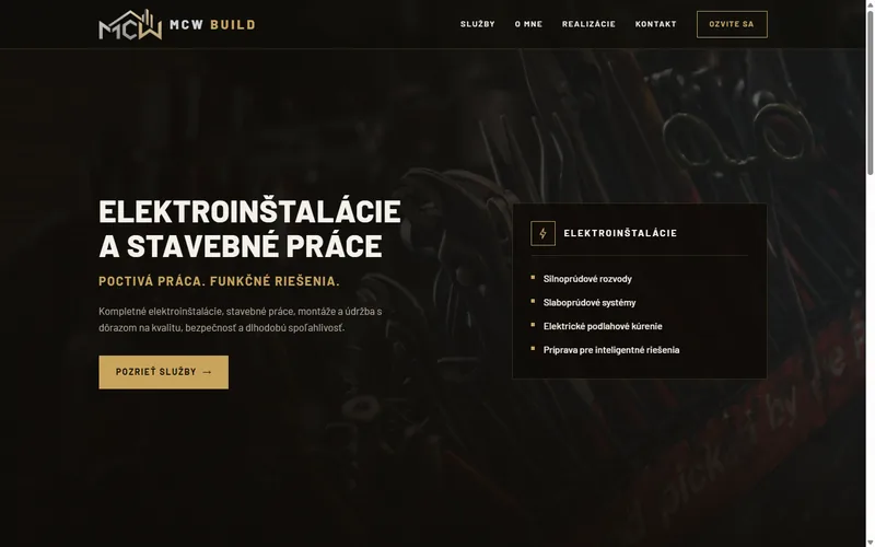 Web MCW Build — elektroinštalácie a stavebné práce