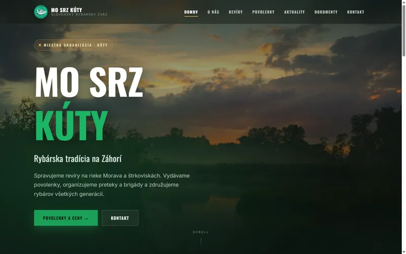 Web MO SRZ Kúty — úvodná stránka